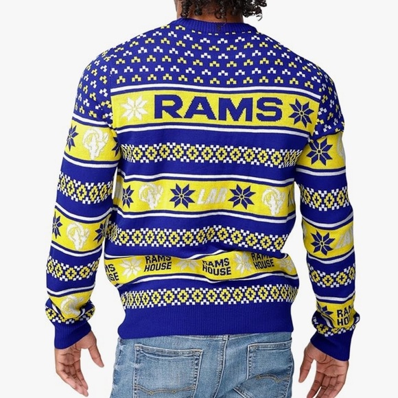 Los Angeles Rams Ugly Christmas Sweater NEW XL Blue Yellow FOCO NFL Football - Picture 2 of 6